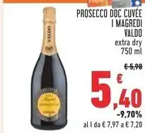 Conad Valdo prosecco doc cuvee i magredi extra dry offerta