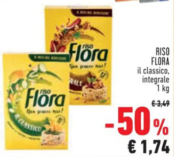 Conad RISO FLORA il classico, integrale 1 kg offerta