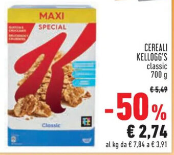 Conad CEREALI KELLOGG'S classic 700 g offerta