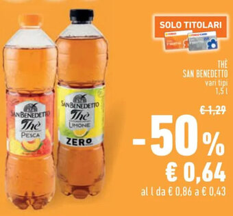 Conad THE SAN BENEDETTO vari tipi 1,5 L offerta