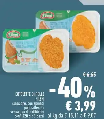 Conad COTOLETTE DI POLLO FILENI 220 g x 2 pezzi offerta