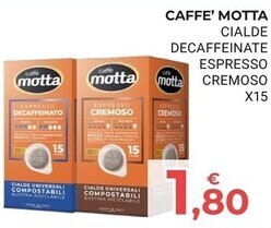 Eté Caffè motta cialde decaffeinate espresso cremoso x15 offerta