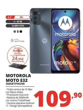 Comet Motorola moto e32 16,5 cm (6.5) doppia sim android 11 4g usb tipo-c 4 gb 64 gb 5000 mah grigio offerta