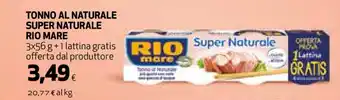 Coop Rio Mare Super Naturale Tonno Al Naturale 3x56g+1 gratis offerta