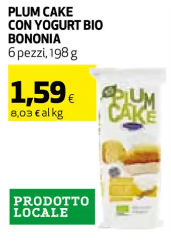 Coop Bononia Plum Cake con Yogurt Bio 6 pezzi 198g offerta