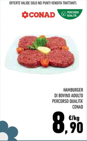 Conad HAMBURGER DI BOVINO ADULTO PERCORSO QUALITA' CONAD offerta