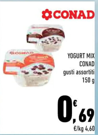 Conad YOGURT MIX CONAD gusti assortiti 150 g offerta