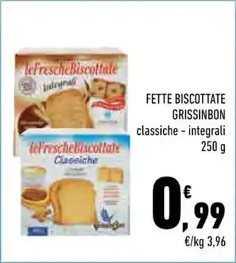 Conad FETTE BISCOTTATE GRISSINBON classiche - integrali 250 g offerta
