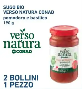 Conad SUGO BIO VERSO NATURA CONAD pomodoro e basilico 190 g offerta