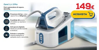 Euronics BRAUN CareStyle 3 Pro Ferro generatore di vapore IS3157BL offerta