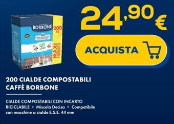 200 CIALDE COMPOSTABILI CAFFÈ BORBONE