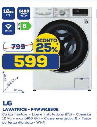 Euronics LG LAVATRICE - F4WV512SOE offerta