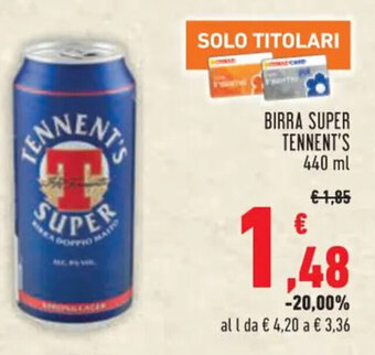 Conad BIRRA SUPER TENNENT'S 440 ml offerta