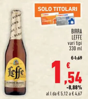 Conad BIRRA LEFFE vari tipi 330 ml offerta