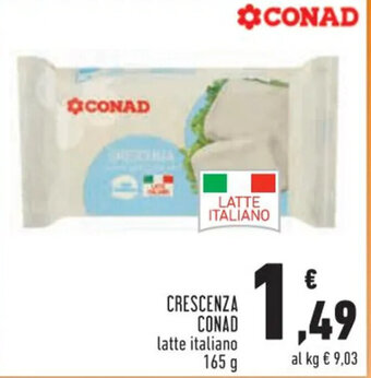 Conad CRESCENZA CONAD latte italiano 165 g offerta