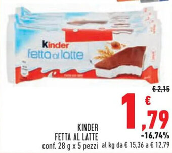 Conad KINDER FETTA AL LATTE conf. 28 g x 5 pezzi offerta