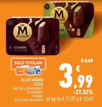 Conad GELATO MAGNUM ALGIDA classico 316 g conf. da 4 pezzi offerta