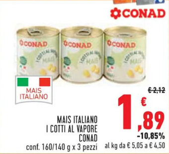 Conad MAIS ITALIANO I COTTI AL VAPORE CONAD conf. 160/140 g x 3 pezzi offerta