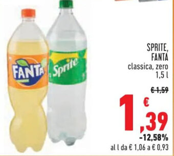 Conad SPRITE, FANTA classica, zero 1,5 l offerta