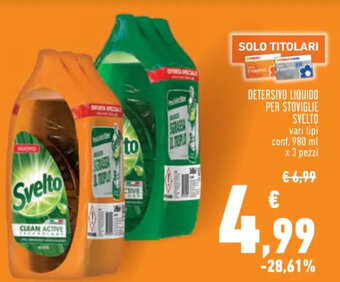 Conad DETERSIVO LIQUIDO PER STOVIGLIE SVELTO conf. 980 ml x 3 pezzi offerta