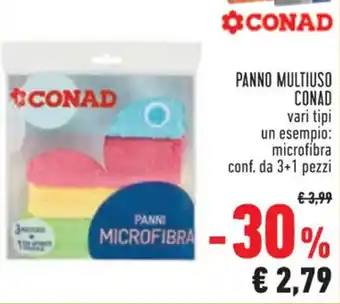 Conad PANNO MULTIUSO CONAD microfibra conf. da 3+1 pezzi offerta