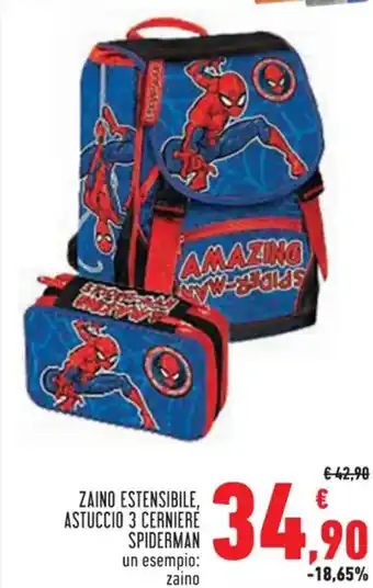 Conad ZAINO ESTENSIBILE, ASTUCCIO 3 CERNIERE SPIDERMAN offerta