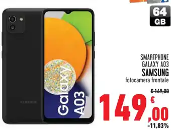 Conad SMARTPHONE GALAXY A03 SAMSUNG fotocamera frontale offerta