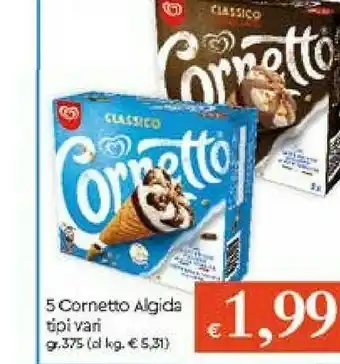 Galassia Algida Cornetto Classico Con Latte Fresco Italiano Di Alta Qualità 75 G 375 G(ml) offerta
