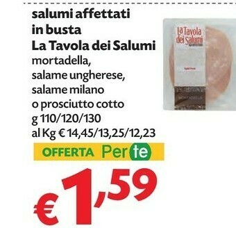 Pam La Tavola Dei Salumi - Salumi Affettati In Busta Mortadella offerta