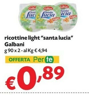 Pam Galbani Galbani - Santa Lucia Light Ricottina 180 g(ml) offerta
