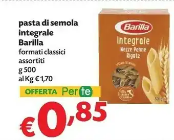 Pam Barilla Pasta Integrale offerta