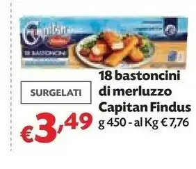 Pam Findus Findus - 18 Bastoncini con 100% Filetti di Merluzzo 450 g(ml) offerta