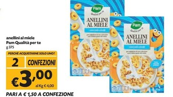 Pam Pam&Panorama - Anellini Di Cereali Al Miele offerta