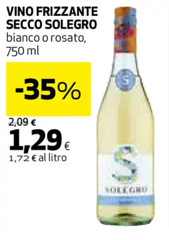Coop Solegro Secco Frizzante Vino 750ml offerta