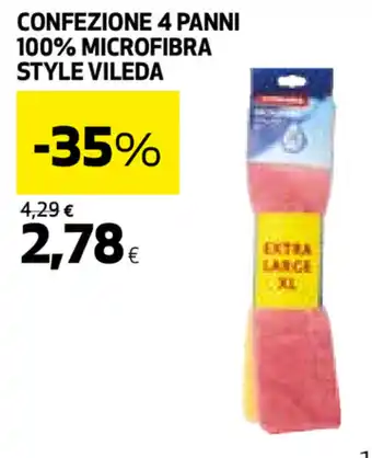 Coop Vileda Confezione 4 Panni 100% Microfibra Style offerta