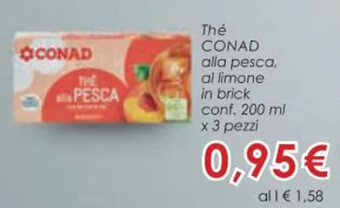 Conad Thé CONAD alla pesca. al limone in brick conf. 200 ml x 3 pezzi offerta