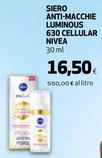 Coop Nivea Siero Anti-Macchie Luminous 630 Cellular 30ml offerta