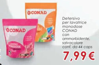 Conad Detersivo per lavatrice monodose CONAD con ammorbidente, salvacolore conf. da 44 caps offerta