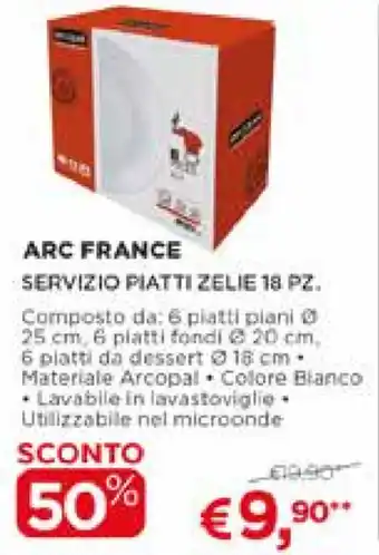 Coop Arc France Servizio Piatti Zelie 18pz offerta