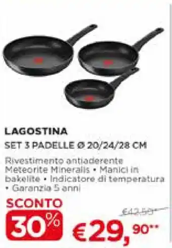 Lagostina Set 3 Padelle Ø20/24/28cm