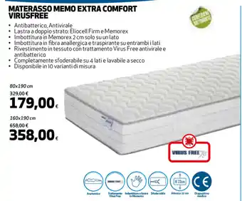 Coop Materasso Memo Extra Comfort Virusfree 80x190cm offerta