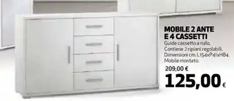 Coop Sarmog Mobile 2 Ante E 4 Cassetti L154xP41xH84cm offerta