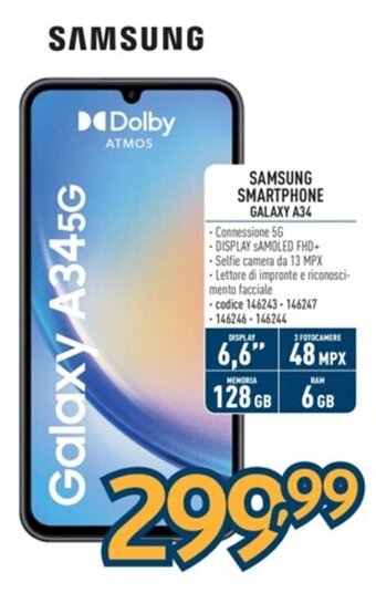 Sinergy SAMSUNG SMARTPHONE GALAXY A34 offerta