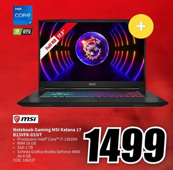 MediaWorld MSI Notebook Gaming MSI Katana 17 B13VFK-033IT offerta