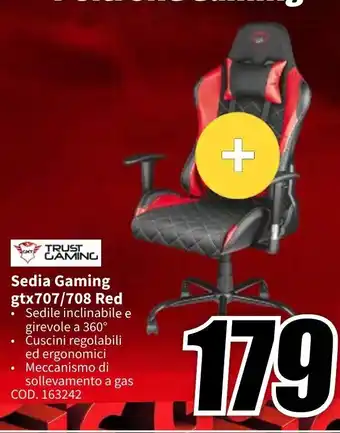 MediaWorld TRUST GAMING Sedia Gaming gtx707/708 Red offerta