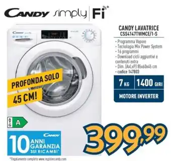 Sinergy CANDY LAVATRICE CSS4147TWMCE/1-S offerta