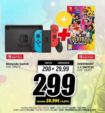 MediaWorld Nintendo Switch+ EVERYBODY 1-2 SWITCH! offerta