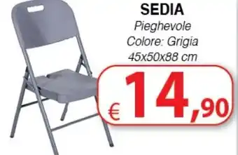 SEDIA Pieghevole Colore: Grigia 45x50x88 cm