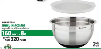 BARAZZONI BOWL IN ACCIAIO coperchio in silicone ø 24 cm