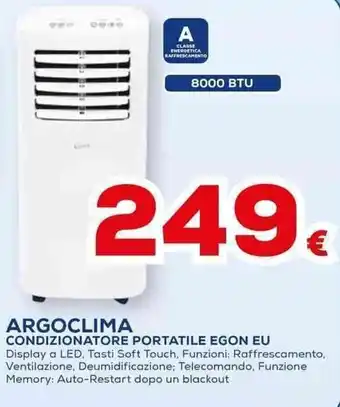 Euronics ARGOCLIMA CONDIZIONATORE PORTATILE EGON EU offerta